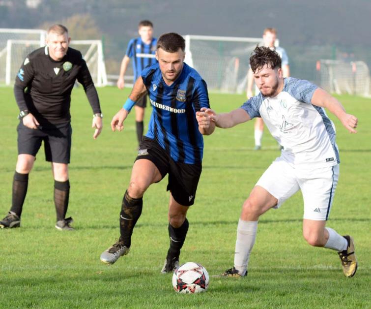 Ashley Bevan bagged six goals for Hakin United at Fishguard Sports. Picture Gordon Thomas